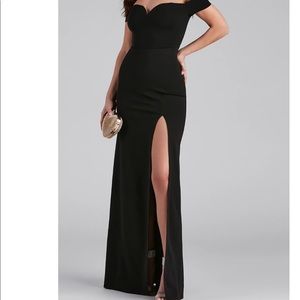 Black Windsor off the shoulder dress